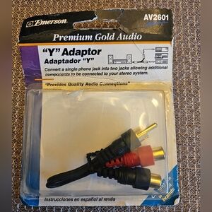 Emerson Premium Gold Audio "Y" Adaptor AV2601 for Stereo System - New/Sealed